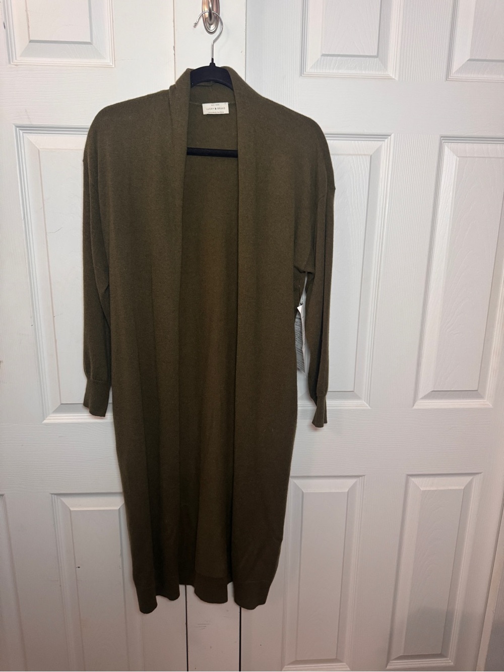 Lucky Brand Dark Olive Wool Cashmere Duster Cardigan Sample Size S